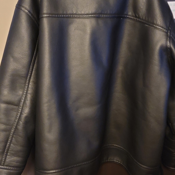 POINT ZERO FUR LINED BOMBER STYLE BLACK LEATHER WINTER JACKET - Picture 2 of 3